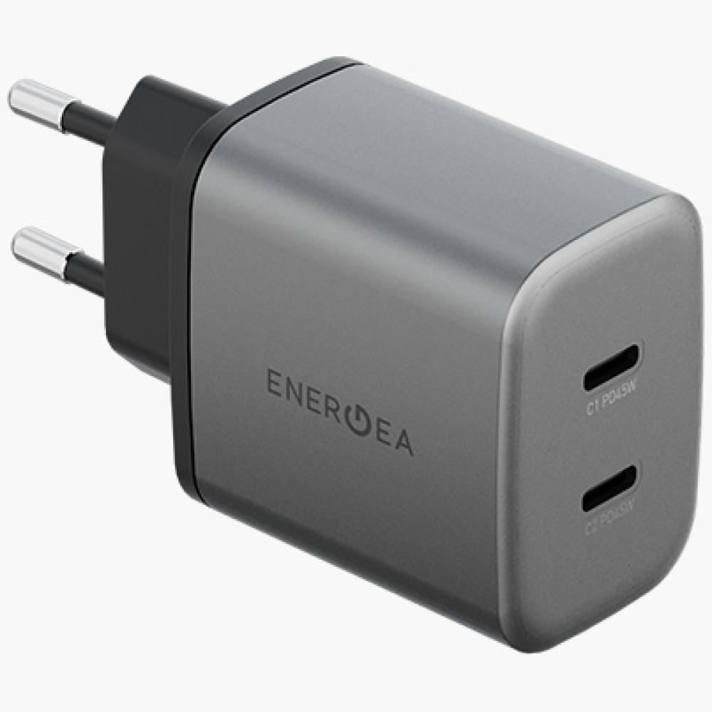 Energea Ampcharge GaN45 2xUSB-C PD/PPS/QC3.0 45W Gray Wall Charger