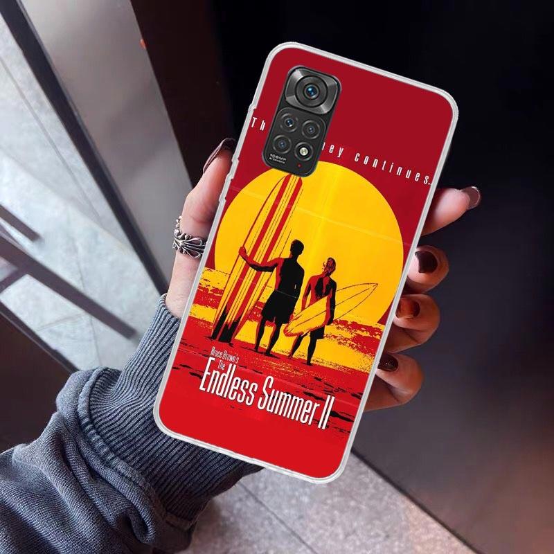 Surf Board Aesthetic Phone Case For Xiaomi Redmi Note 10 11 12 13 14 15 Pro Plus 11S 12S 14S 11T 11E 10S Soft TPU Back Cover Red