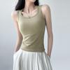 Women's Black Spaghetti Strap Camisole with Chest Pad – Sleeveless Spring Base Layer Top