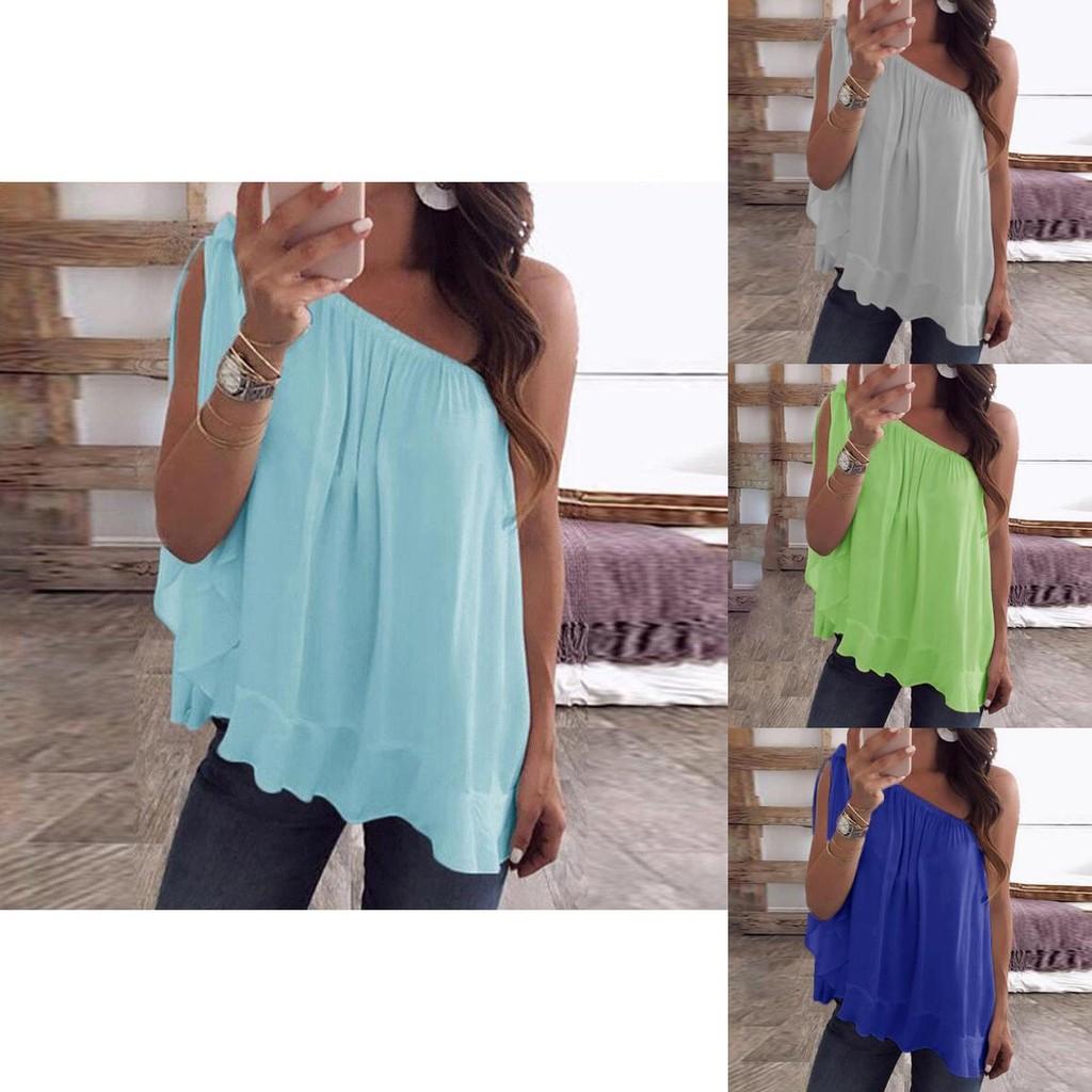 Stylish Womens Casual One Off Shoulder Shirt Blouse In Comfortable Plus Size Design