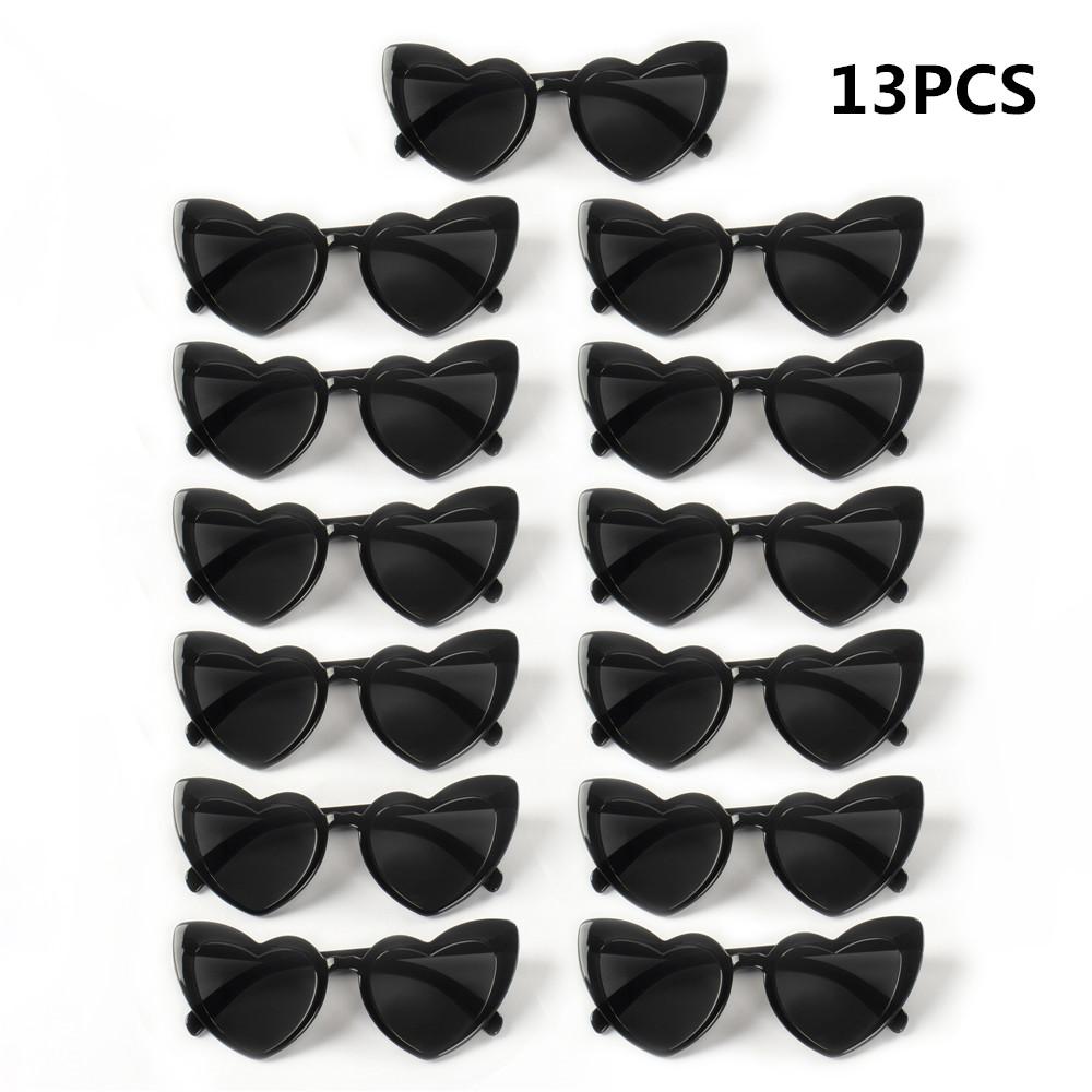13PCS Cat Eye Glasses Heart-Shaped Plastic Frame Polycarbonate Decorative Vintage Included for Party Wedding Music Festival