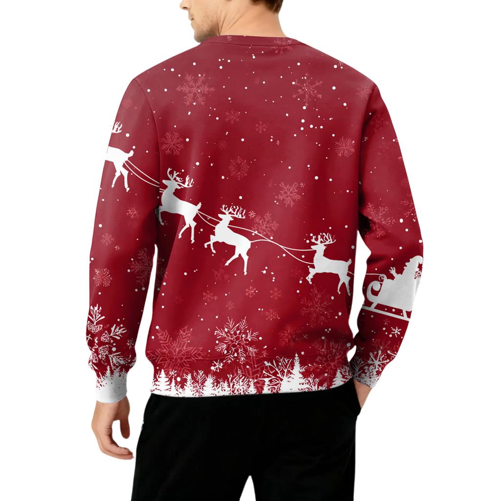 Men's Round Neck Fleece-Lined Thick Warm Sweatshirt