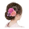 Baramoly Preserved Flower Hair Accessory with Dahlia, Chirimen Wafuku Beads, Mizuhiki, and Fireworks Motif - Pink AP004