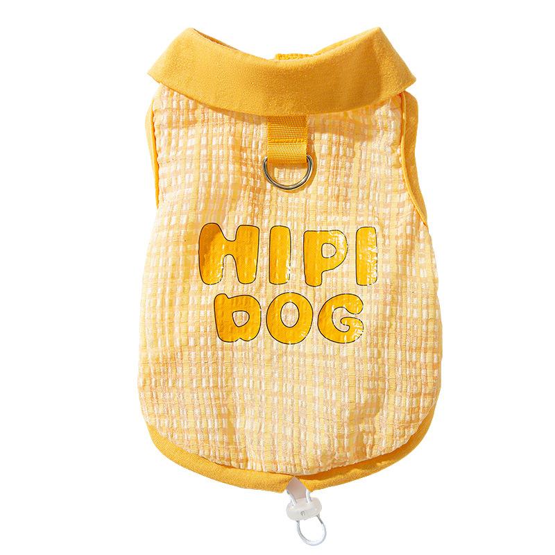 Dog Vest Spring and Summer Thin Jacquard Plaid Traction Bipod Teddy Bear Small and Medium Dog Pet Clothes