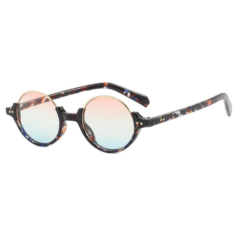 Half-frame round rice nail sunglasses, new trendy sunshades, sunglasses, UV-proof sunglasses
