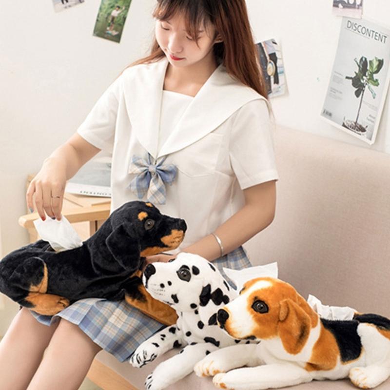 Weiche Stoff Taschentuchbox Halter Etui Cartoon Hund Papierbehälter Plüsch Taschentuchspenderbox Niedliches Serviettenhalter Etui