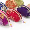 Chinese Brocade Jewelry Pouch Exquisite Handmade Embroidery Zipper Closure Small Storage Bag for Rings Earrings Necklace