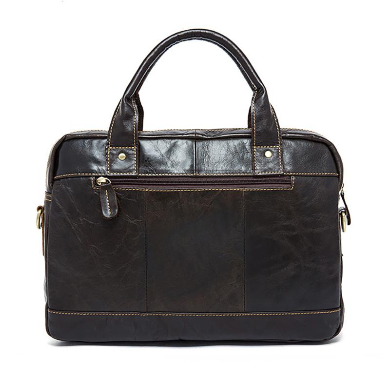 Fashion European and American Retro Style Men's Shoulder Bag Top-Grain Leather Business Briefcase Multi-Pocket Genuine Leather Men's Crossbody Bag