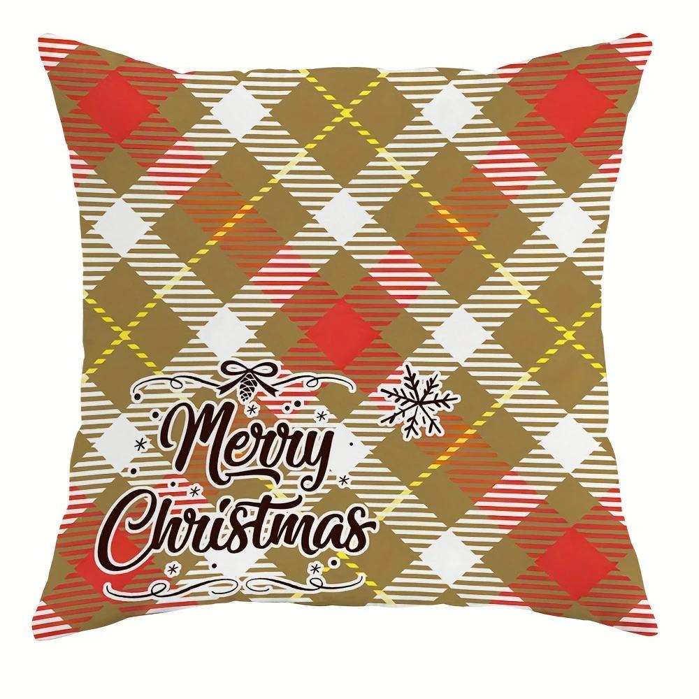Christmas Day Party Decoration Pillowcase Snowman Ring Bell Christmas Tree Pattern Suitable for Home Room Sofa Cushion Cover