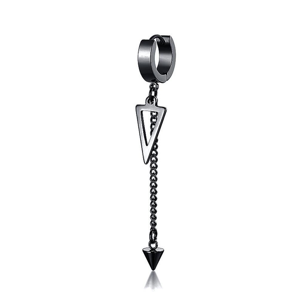 Vnox 1 Stuk Gotische Punk Hoepel Oorbellen voor Mannen Vrouwen, Zwart Roestvrij Staal Huggie Hoops Oor Sieraden, Kruis Geometrisch Hangend
