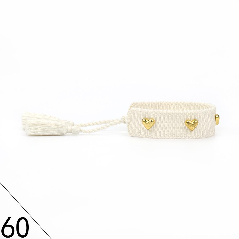 European and American Rivet Metal Heart Tassel Woven Bracelet for Women
