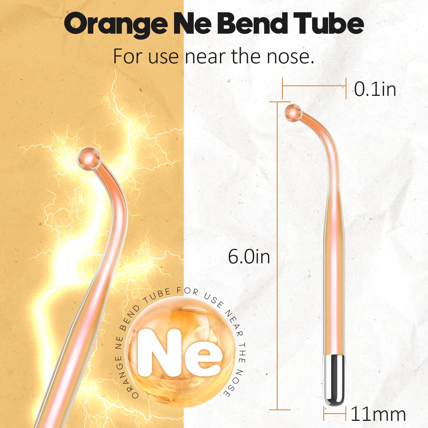 

Оранжевый изогнутый стеклянный электрод для высокочастотного аппарата - Инструмент для контурирования носа и лица, Профессиональная запасная часть для ухода за кожей