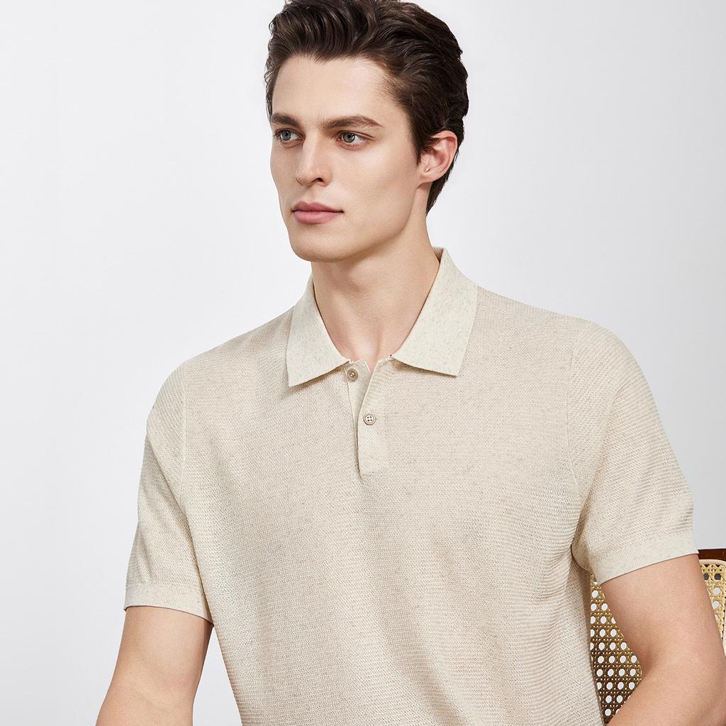 Men's Light Luxury Knitted Linen Polo Shirt - Spring/Summer Half Sleeve