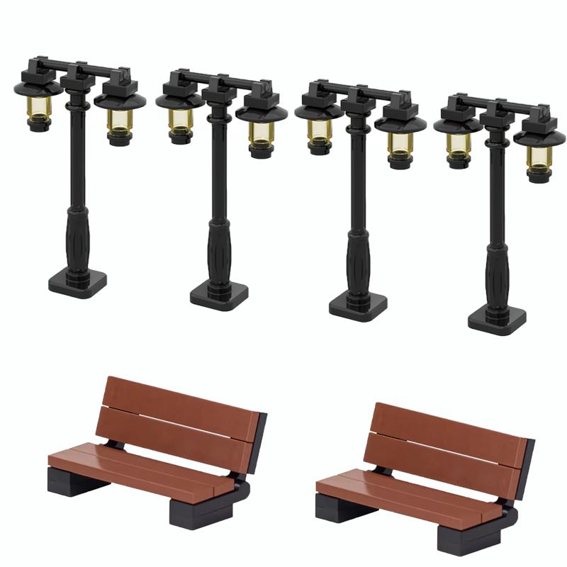 MOC Bricks Toys Model Compatible MOC Parts Bricks City Street Lamp Building Block Lamp with Halloween Bat Lamp