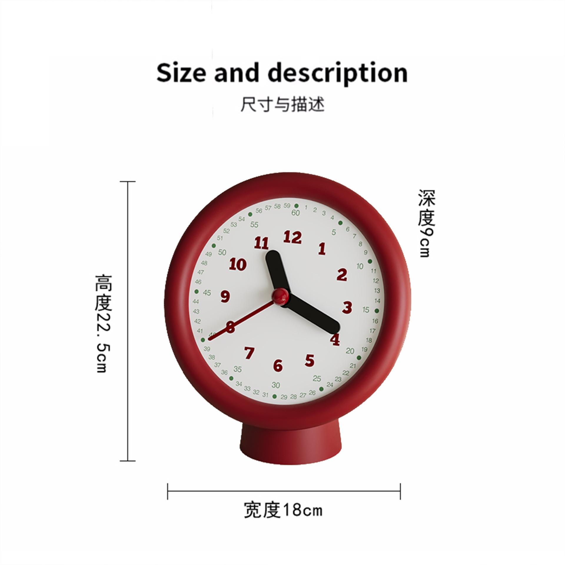 

Retro Red Round Table Clocks Room Decoration with Mute Quartz Movement Minimalist Desktop Clock Living Room Home Decor Ornaments