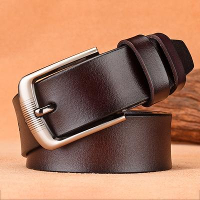 Men'S Pin Buckle Leather Belt, Retro Casual Men'S Cowhide Belt, Men'S Trouser Belt
