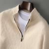Men's Half-Zip High-Collar Wool Sweater - Thick, Warm, and Casual Business Layer for Autumn/Winter