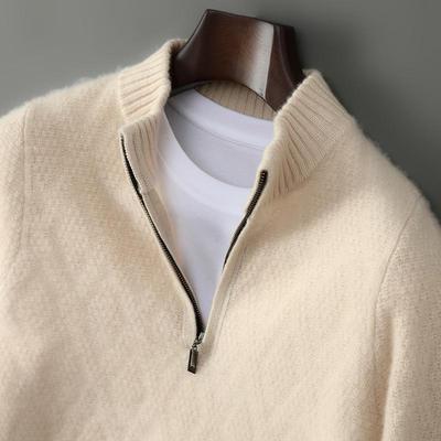 Men's Half-Zip High-Collar Wool Sweater - Thick, Warm, and Casual Business Layer for Autumn/Winter