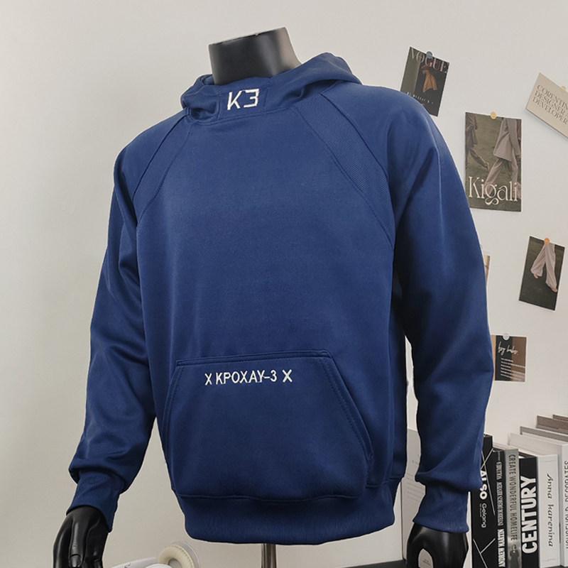 Men s 500g Heavyweight Hooded Sweatshirt - Autumn/Winter, Embroidered Boxy Fit, Patchwork Stand Collar, Unisex L