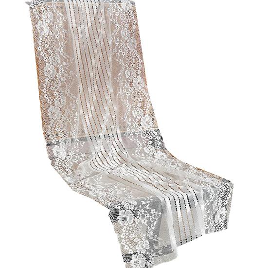 White Lace Table Runner, French Pastoral Style Table Runner, Lace Table Decor with Floral Embroidery for Wedding Party Dining Table Decor 180cm