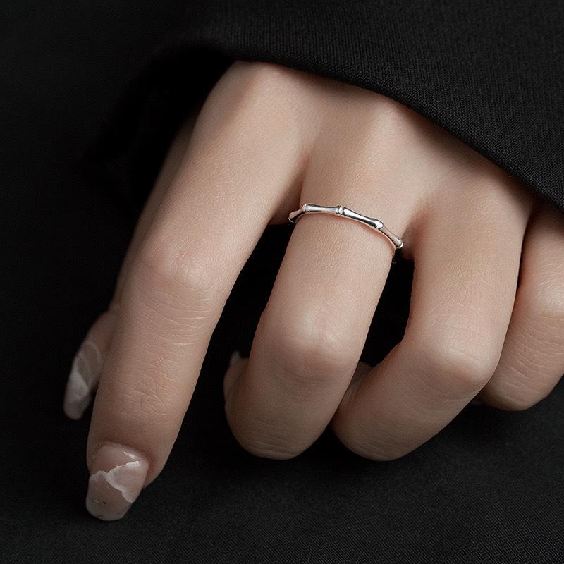 Sterling Silver Bamboo Joint Ring: Simple, Luxurious, Open Design in Chinese Style