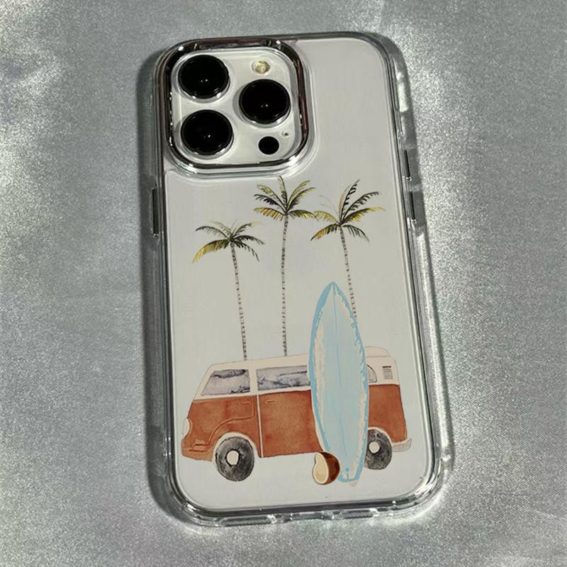 Sunset Coconut Tree Soft Phone Case For IPhone 16 17 E 15 14 13 12 11 Pro Max 17 Air 15 Plus Transparent Silicone TPU Cover Case iphone 16 Plus