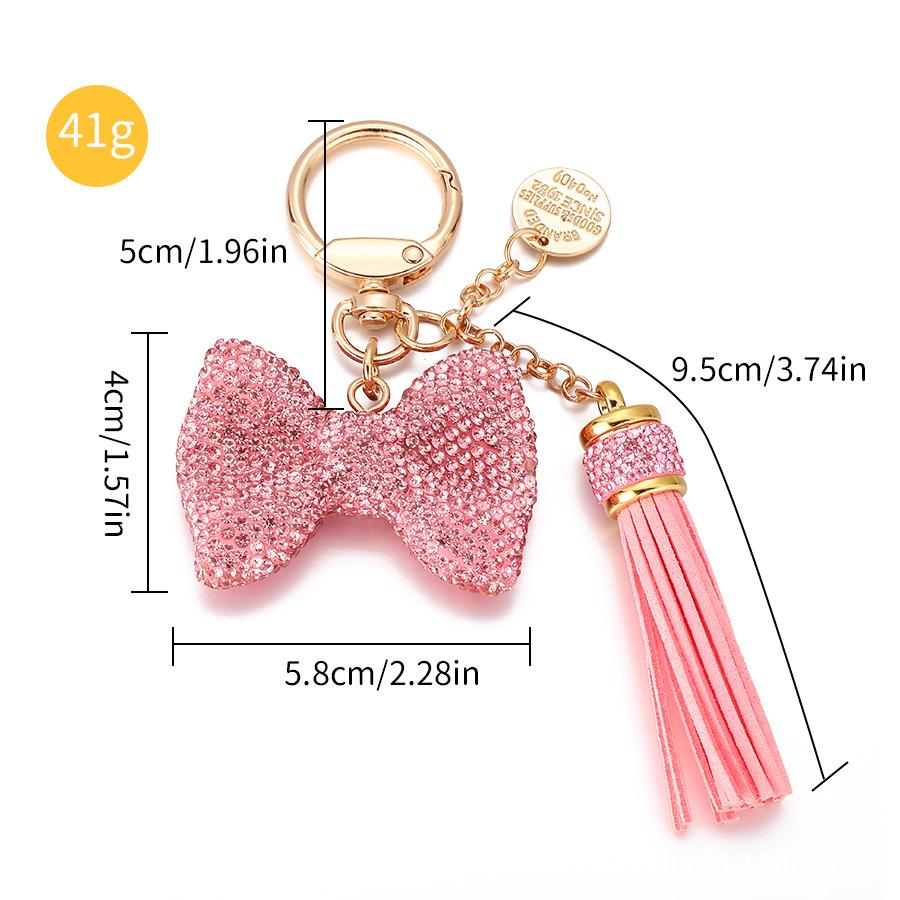 Rhinestone Tassel Bow Car Keyring & Backpack Charm белый