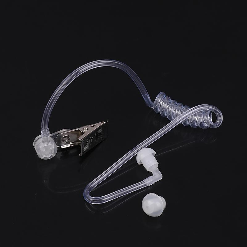 Two Way Radio Headset Acoustic Tube Single Air Conduit Replacement Transparent Coil Air Tube Earplug With Metal Clip