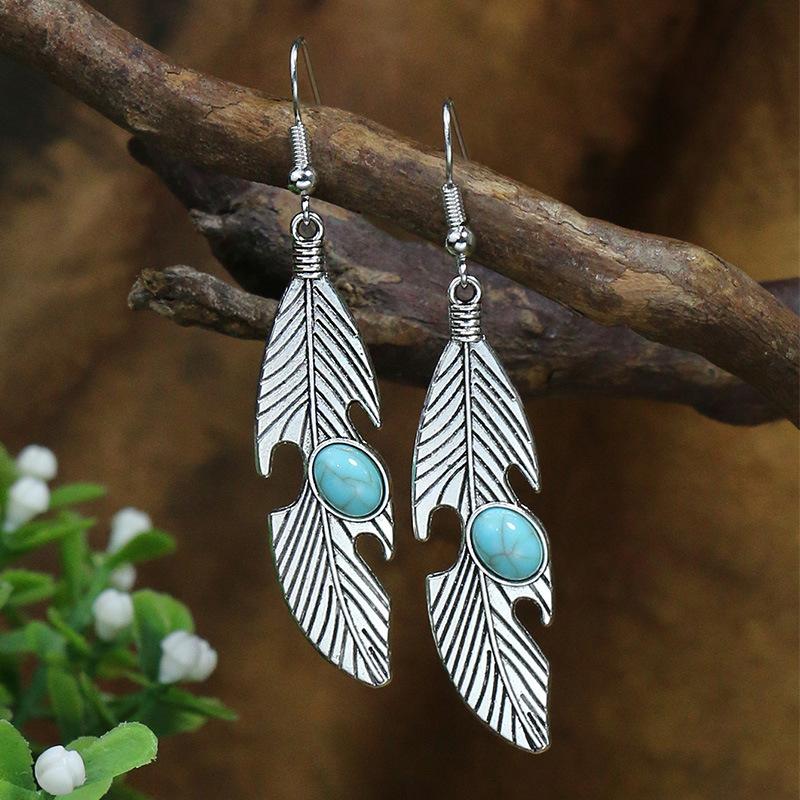 53 Styles Bohemian Vintage Tibetan Silver Geometric Drop Earrings For Women Ethnic Blue Stone Tassel Dangle Earrings Jewelry