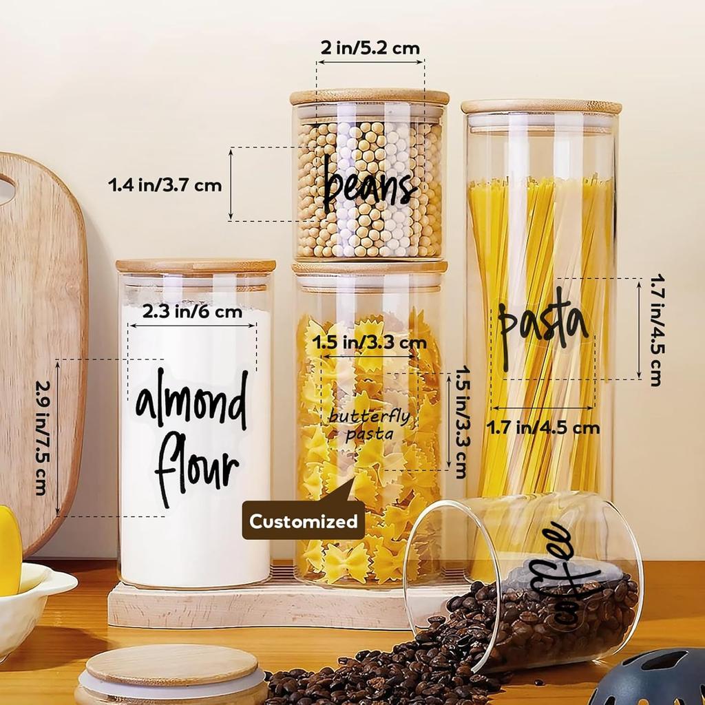 170PCS Food Pantry Labels, Kitchen Container Storage Labels Spice Organize Storage Jars Boxes Bottles Preprinted Black Script Clear Stickers - Water
