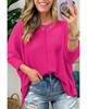 Azura Exchange Rose Red Textured Center Seam Long Sleeve Split Top