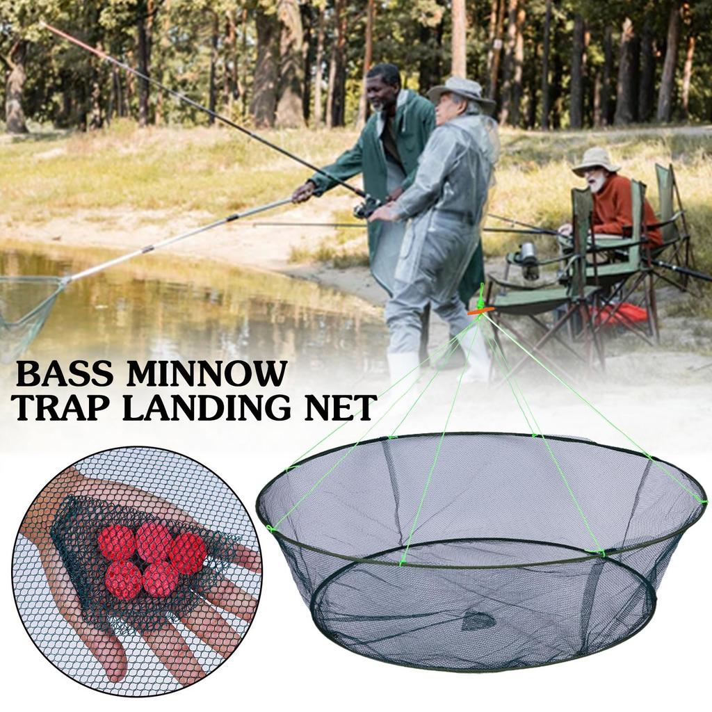 S/L Size Foldable Fishing Net, Portable Crawfish Shrimp Crab Net & Basket Fish Nylon Net Trap For Freshwater & Saltwater Fishing