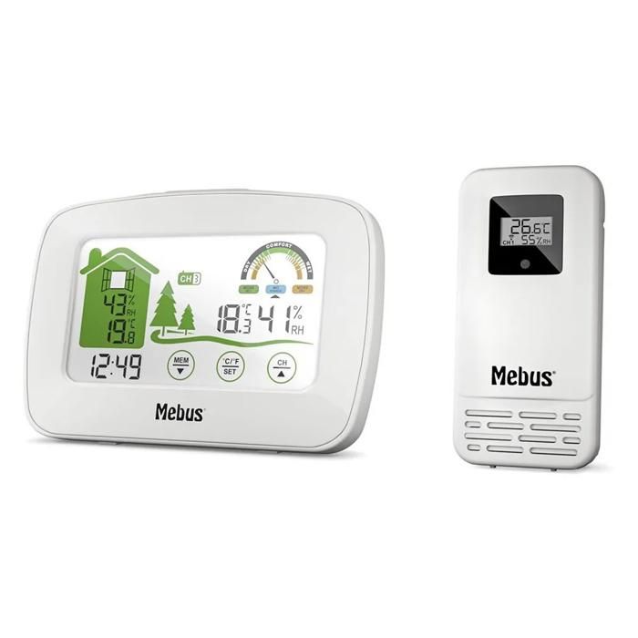 Station Météo - MEBUS - 40903 - Capteur Extérieur - Thermomètre/Hygromètre - Blanc