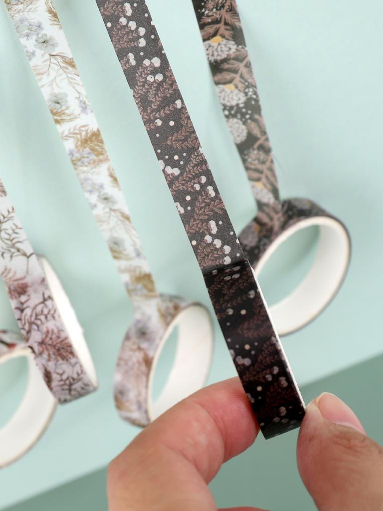 5rolls/Box Winter Aesthetic Washi Tape Adhesive Paper Tape For Creative Scrapbooking Supplies Plants Stationary Washi Tape