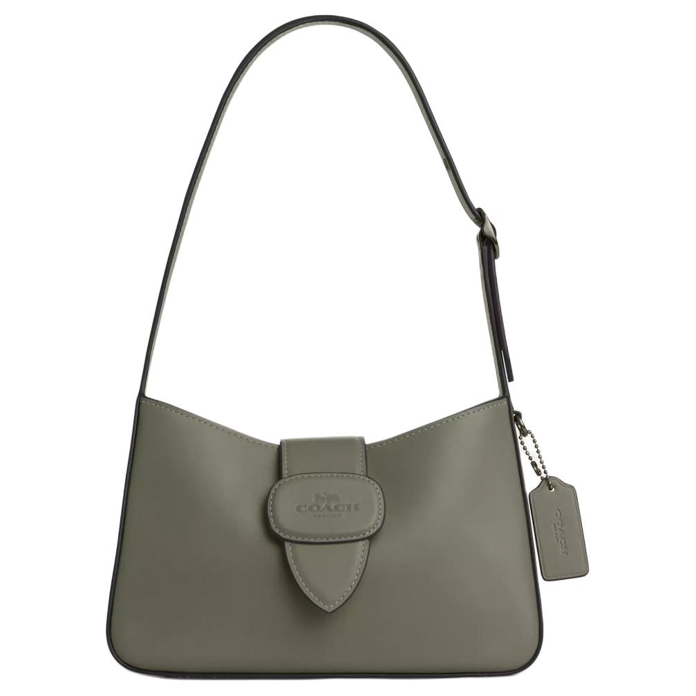 

Coach Eliza 25 Zipper Closure Adjustable Shoulder Strap Calfskin Tote Shoulder Bag Medium Women bags Gunmetal Military-Green CT853-QBMGR Basic Set (Bag+Dust Bag)