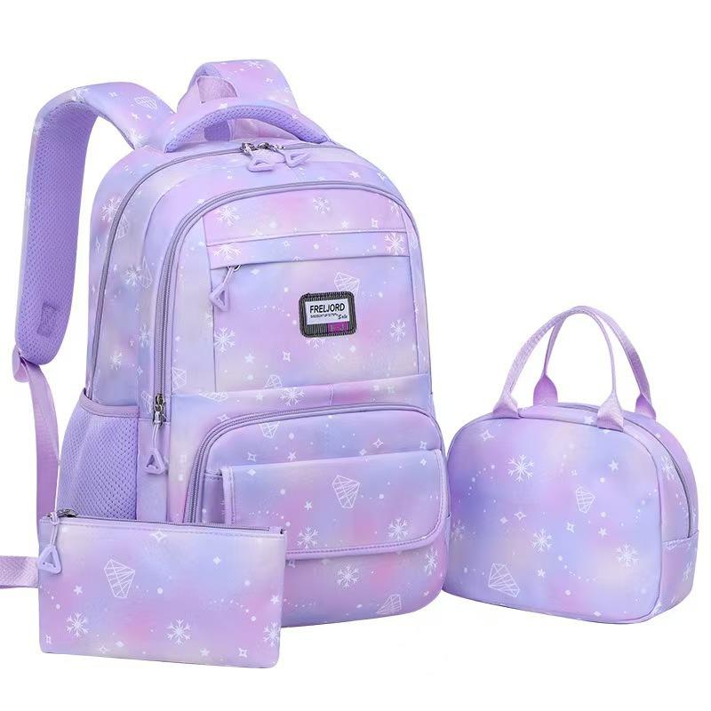 Elementary School Bag For Girls, Grades 1 To 6 For Girls, Large-Capacity Waterproof Three-Piece Backpack And Spine Bag.