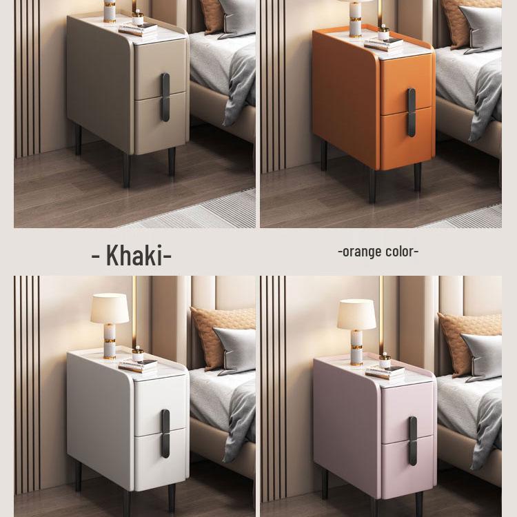 Solid Wood Light Luxury Ultra-Narrow Bedside Cabinet, 20cm Wide, Multi-Layer, Fully Assembled for Small Spaces