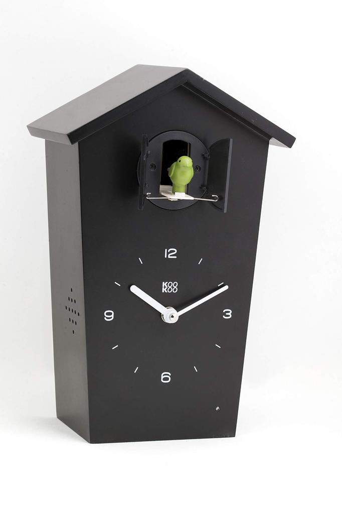 KOOKOO Fågelhus, Svart. Denna pendelklocka har 12 fågelläten för att ange tiden.. Njut av ljuden från 12 olika fåglar. Detta moderna, tysktillverkade