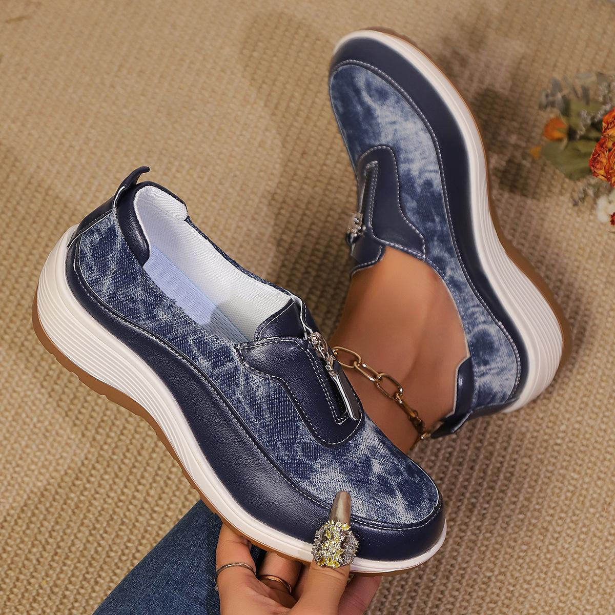 

Foreign trade large size sports and leisure single shoes women s European and American autumn new flat bottom round head slope heel one pedal single 38