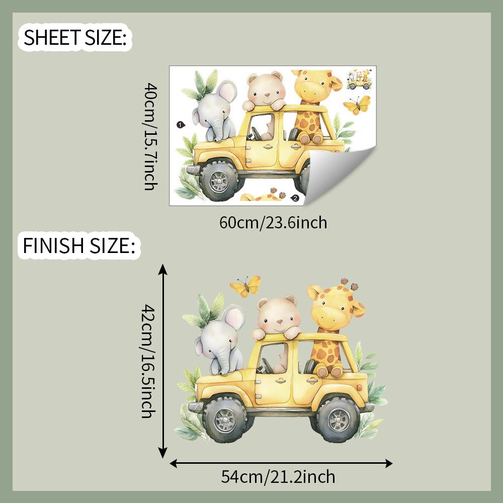 

Мультяшная машина, слоненок, жираф, комбинация животных, украшение дома, наклейки на стену