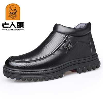 Kopf des alten Mannes neue Winterleder lässige High-Top Herren Baumwolllederschuhe mittleren Alters und ältere Wolle warme Samtschuhe 19-99