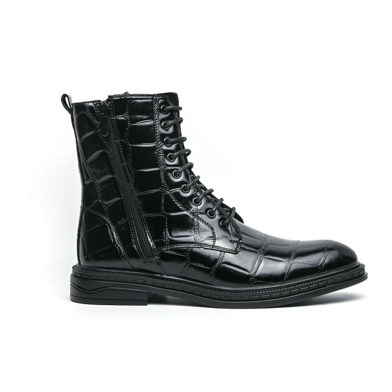 Fashion Men Boots Leather Fashion Autumn Winter Party Dress Shoes Zip Thick Sole Comfortable Black/Brown Motorcycle Ankle Flats