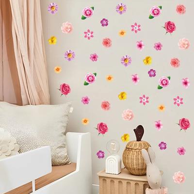 Cartoon Watercolor Wildflower Flower Wall Sticker Nursery Kids Room Floral Daisy Wall Decal Bedroom Living Room Home Decor