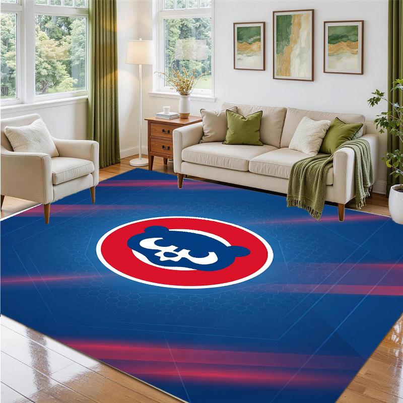 Chicago Cubs Design Crystal Velvet Rug Soft Decorative Mat for Bedroom Entrance
