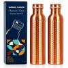 Nirmal Ganga Gehamerd Koperen Fles 1L (Pak van 2) | Puur Koperen Waterfles | Handgemaakt Lekvrij Ontwerp