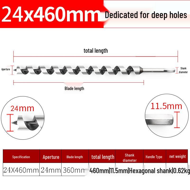 Hex Shank Deep Hole Woodworking Twist Drill Bit