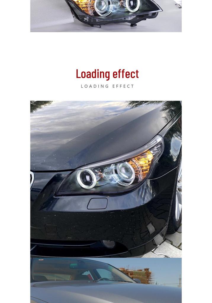 BMW 5 Series E60 LED Headlight Assembly with Angel Eyes DRL & Turn Signals (03-10)
