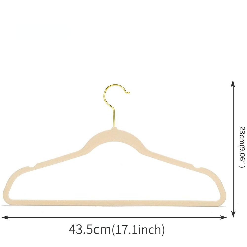 43CM Seamless Flocking New Golden Hook Flocking Hanger Dry and Wet Wardrobe Storage Adult Magic Hanger
