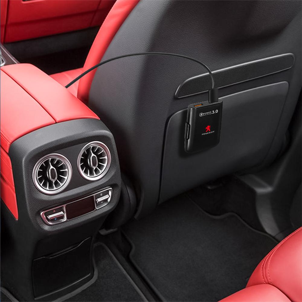 3 In 1 Car Fast Charger Car Socket Adapter USB Extended b Wire Car Accessories For Peugeot 208 3008 107 308 2008 207 508 607 301