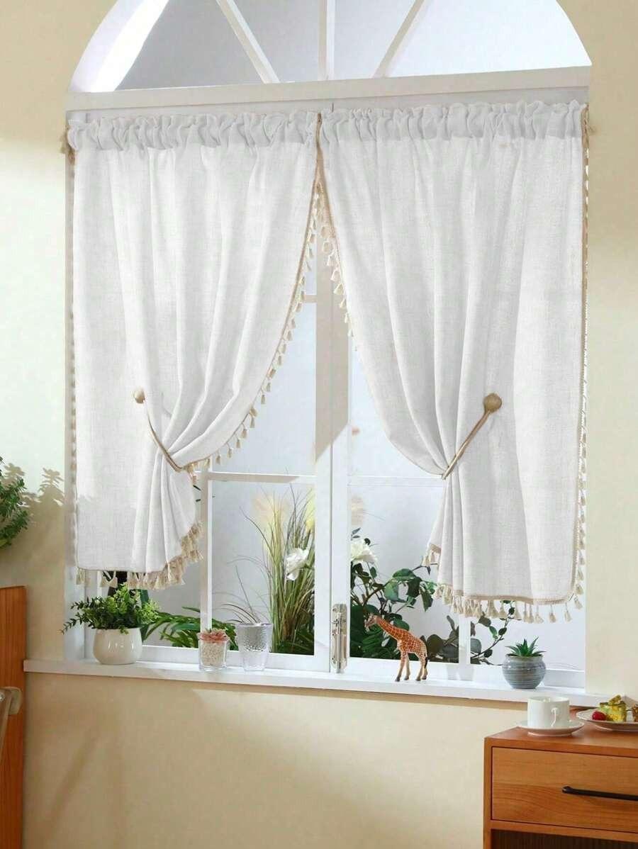 

1 Piece Colorful Rainbow Striped Short Sheer Kitchen Curtain with Rod Pocket, for Bathroom Door Divider & Home Decor 1pcW100xL45cm белый
